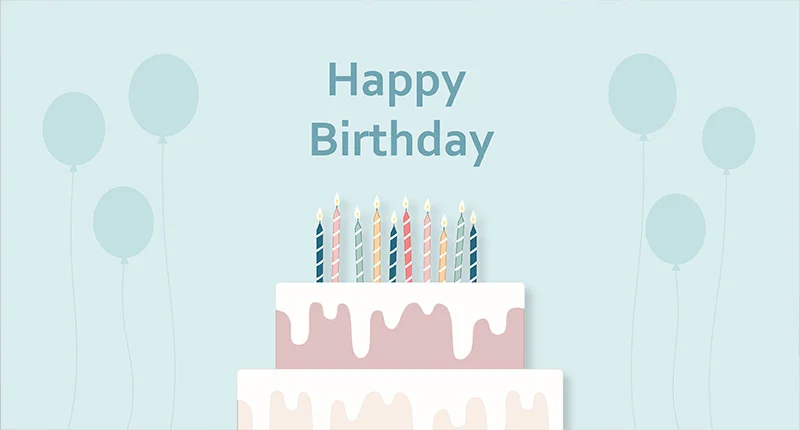 Happy Birthday - cake blue - red ribbon